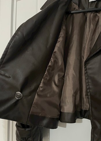 Kahverengi Kemerli Kadın Deri Ceket - Görsel 4