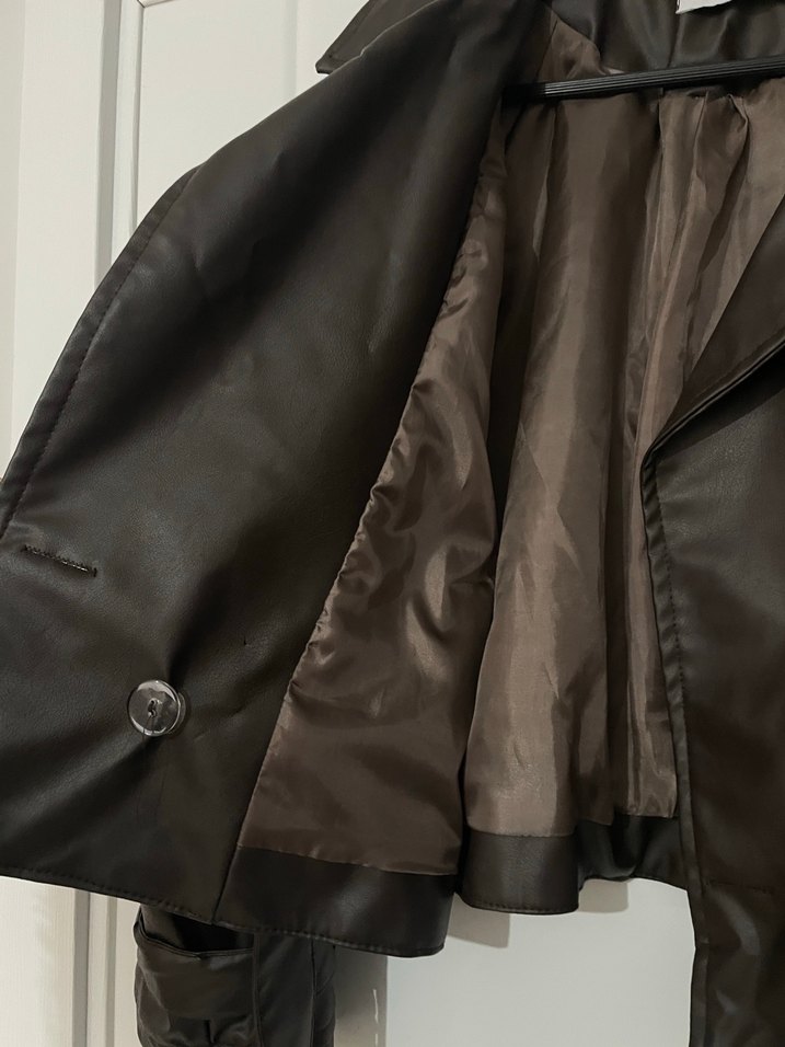 Kahverengi Kemerli Kadın Deri Ceket - Görsel 4