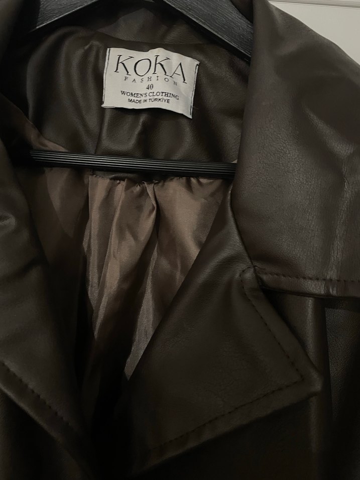 Kahverengi Kemerli Kadın Deri Ceket - Görsel 3