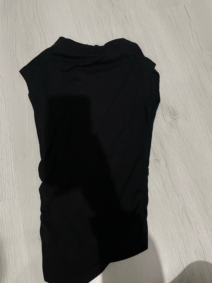 Drapeli Siyah Kolsuz Hamile Bluzu - Görsel 2