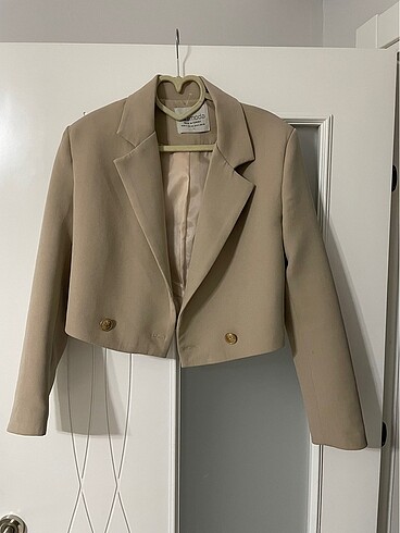 s Beden camel Renk Crop Blazer ceket