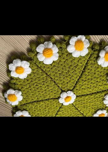 El Örgüsü Papatya Desenli Yeşil Lif - Görsel 2