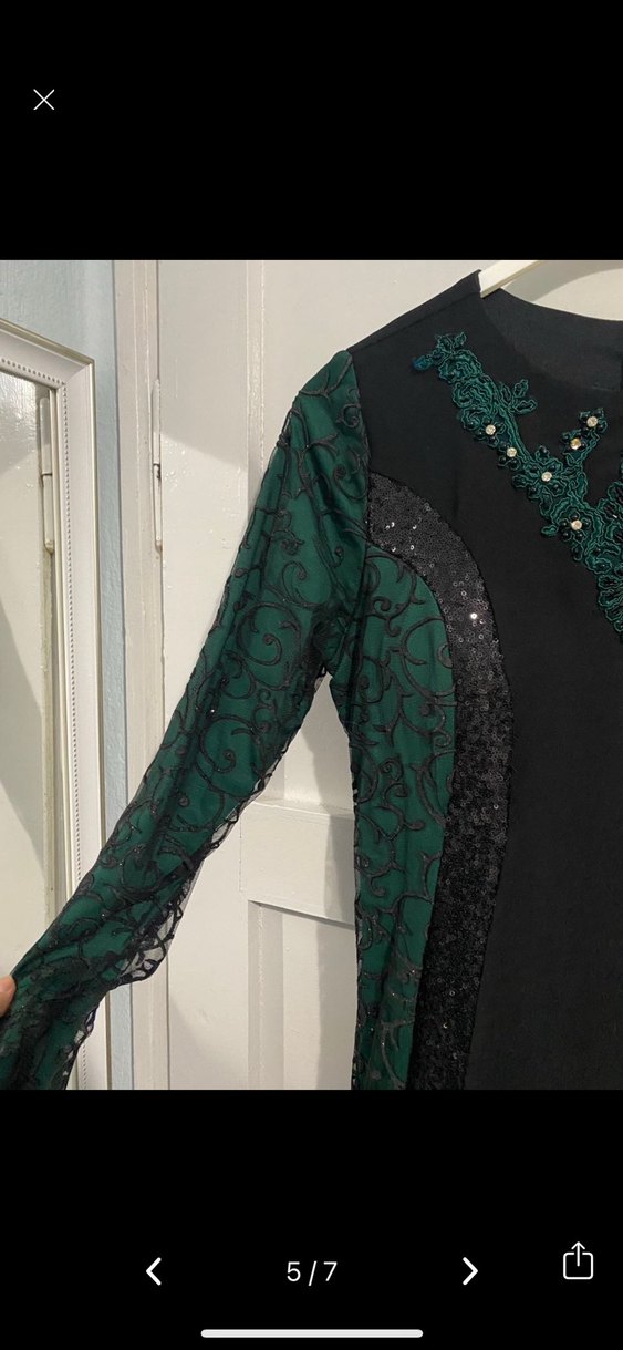 Yeşil Payetli Uzun Kollu Abiye Elbise - Görsel 5