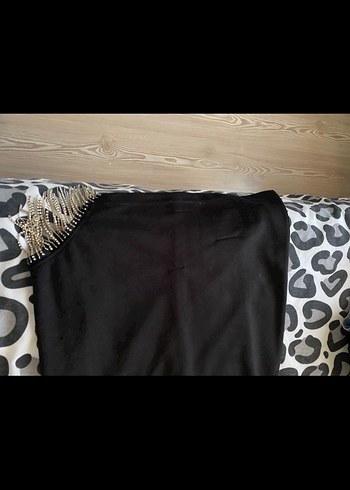 Siyah Straplez İp Askı Bacak Detay Kısa Elbise - Görsel 3