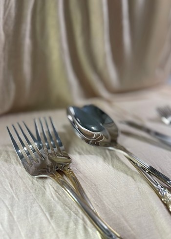 Osmanlı Model Gold Detay 12 Kişilik Çatal Kaşık Bıçak Takımı - Görsel 6