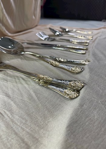 Osmanlı Model Gold Detay 12 Kişilik Çatal Kaşık Bıçak Takımı - Görsel 7