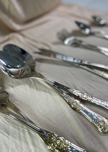 Osmanlı Model Gold Detay 12 Kişilik Çatal Kaşık Bıçak Takımı - Görsel 2