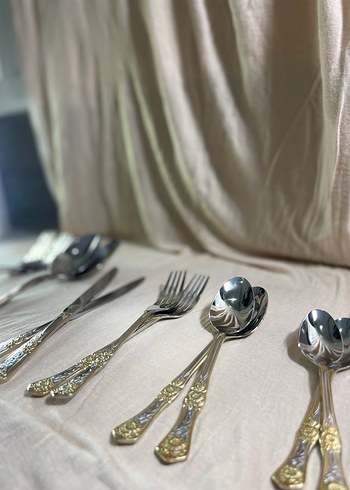 Osmanlı Model Gold Detay 12 Kişilik Çatal Kaşık Bıçak Takımı - Görsel 4