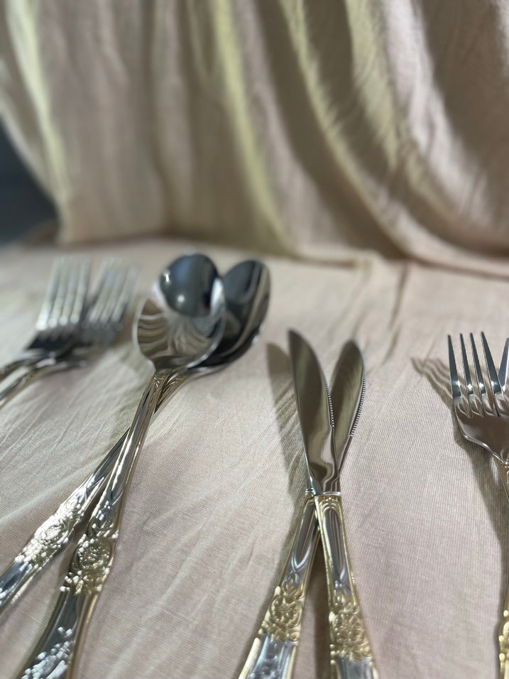 Osmanlı Model Gold Detay 12 Kişilik Çatal Kaşık Bıçak Takımı - Görsel 3