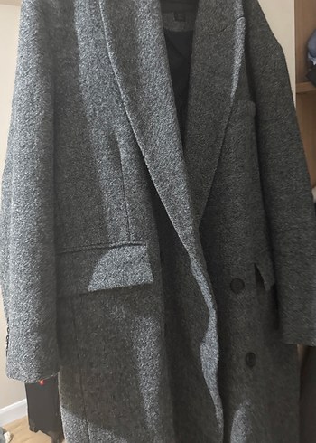 Oversize Gri Zara Yün Kaban - Görsel 2