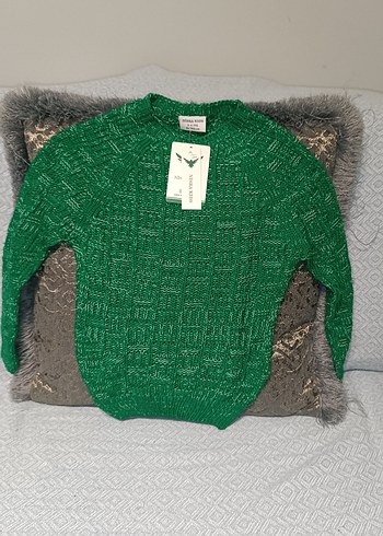 Parlak Yeşil Örgü erkek çocuk Kazak - Görsel 3