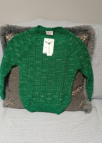 Parlak Yeşil Örgü erkek çocuk Kazak - Görsel 2