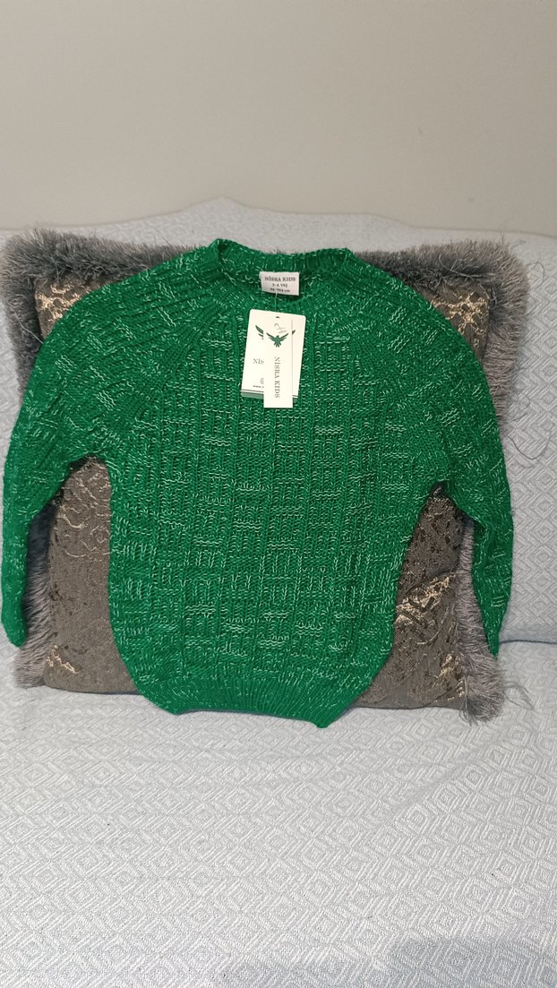 Parlak Yeşil Örgü erkek çocuk Kazak - Görsel 3