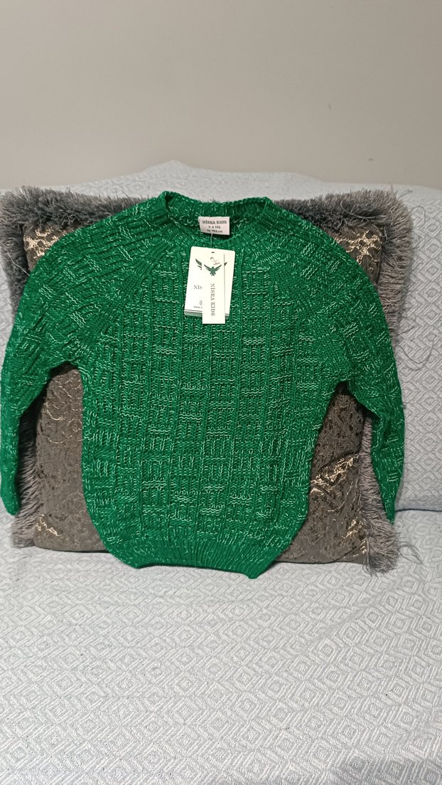 Parlak Yeşil Örgü erkek çocuk Kazak - Görsel 2