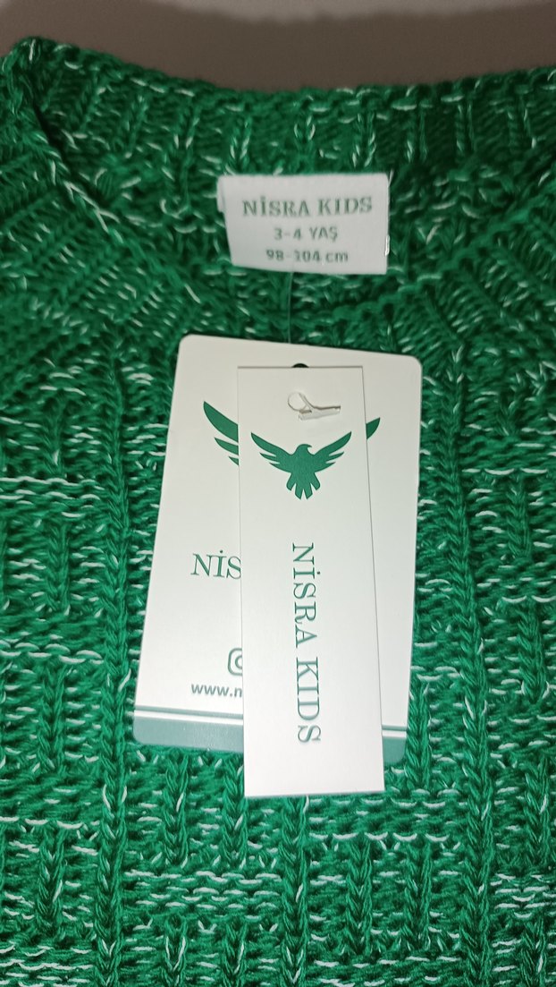 Parlak Yeşil Örgü erkek çocuk Kazak - Görsel 4