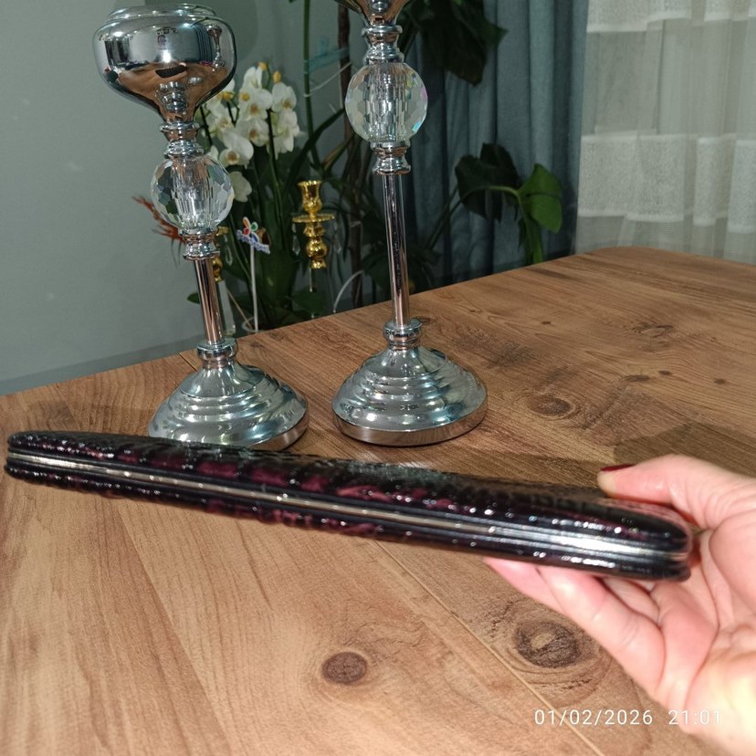 bordo renkli Yılan Desenli Deri Kadın Cüzdanı - Görsel 2