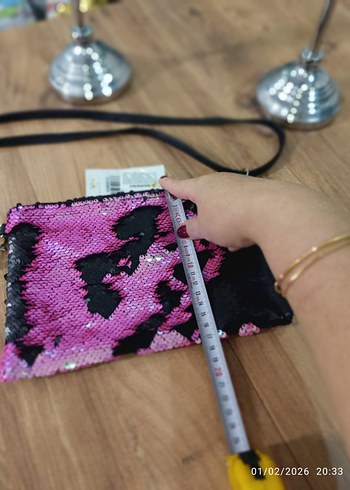 Pullu Pembe Kadın Clutch Çanta - Görsel 5