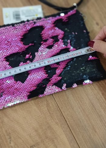 Pullu Pembe Kadın Clutch Çanta - Görsel 3