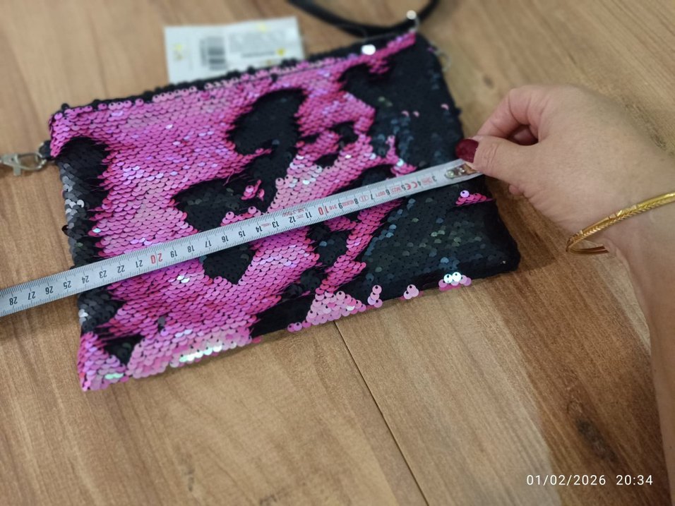 Pullu Pembe Kadın Clutch Çanta - Görsel 3