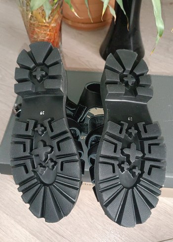 Siyah Platform Topuklu Tokalı Kadın Sandalet - Görsel 4