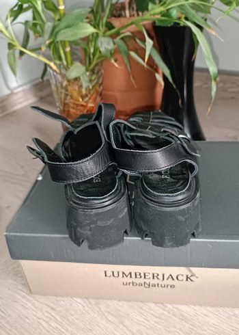 Siyah Platform Topuklu Tokalı Kadın Sandalet - Görsel 5