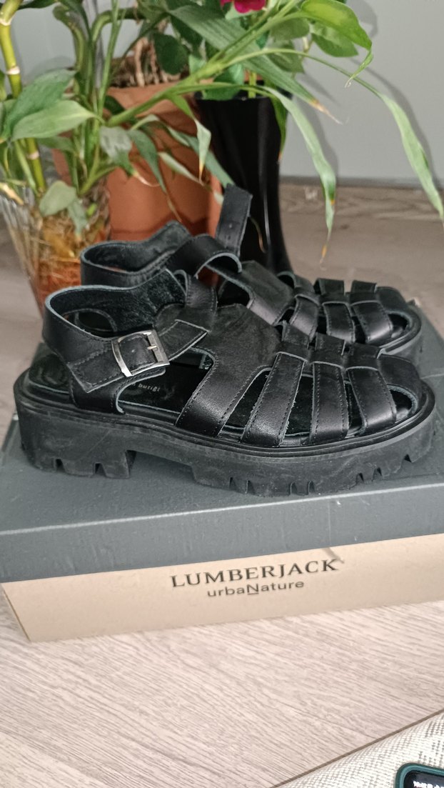 Siyah Platform Topuklu Tokalı Kadın Sandalet - Görsel 2