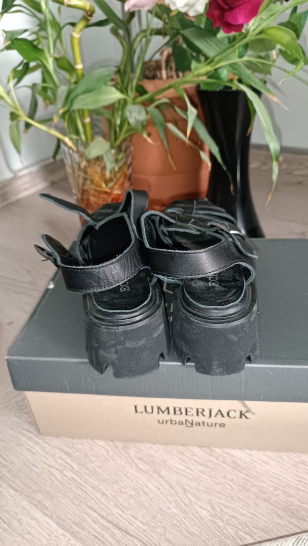 Siyah Platform Topuklu Tokalı Kadın Sandalet - Görsel 5