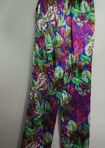 Kadın Çok Renkli Bohem Pilili Pantolon - Görsel 2