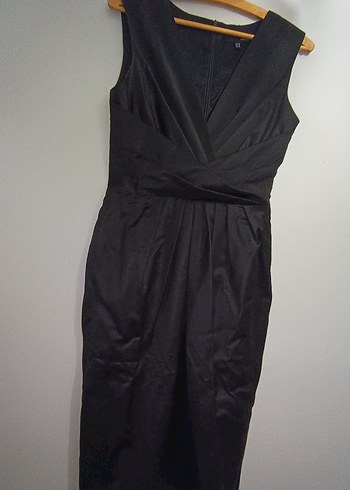 Siyah Drapeli Midi Abiye Elbise - Görsel 2