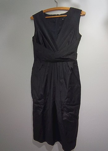 Siyah Drapeli Midi Abiye Elbise - Görsel 3