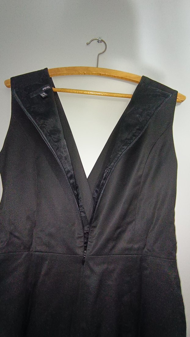 Siyah Drapeli Midi Abiye Elbise - Görsel 4