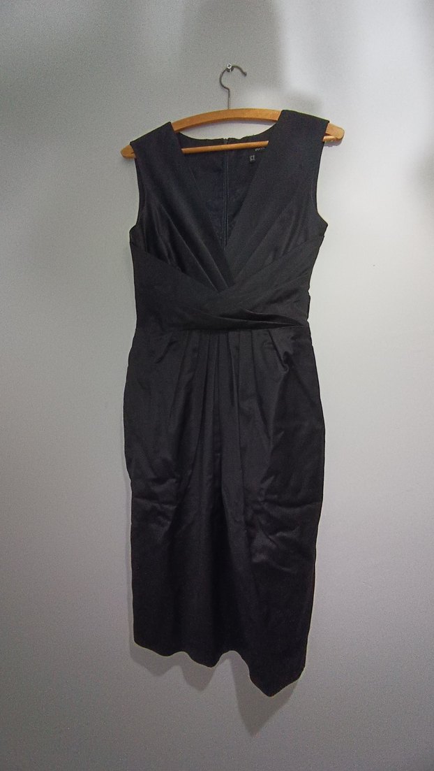 Siyah Drapeli Midi Abiye Elbise - Görsel 3