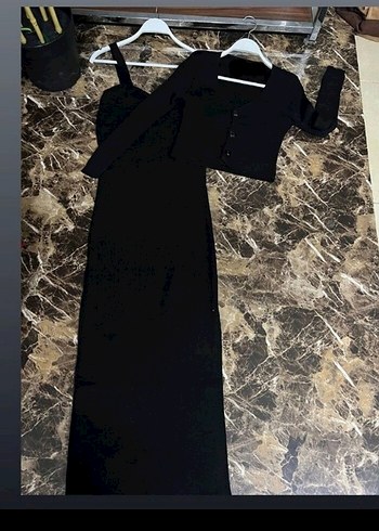 Zara SİYAH HIRKA ve TRİKO ELBİSE İKİLİ TRİKO TAKIM