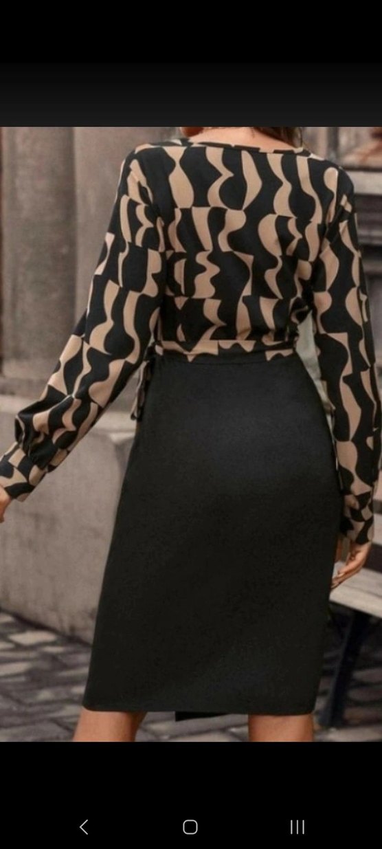 KRUVAZE YAKA DIJITAL BASKI ATLAS ELBİSE - Görsel 4