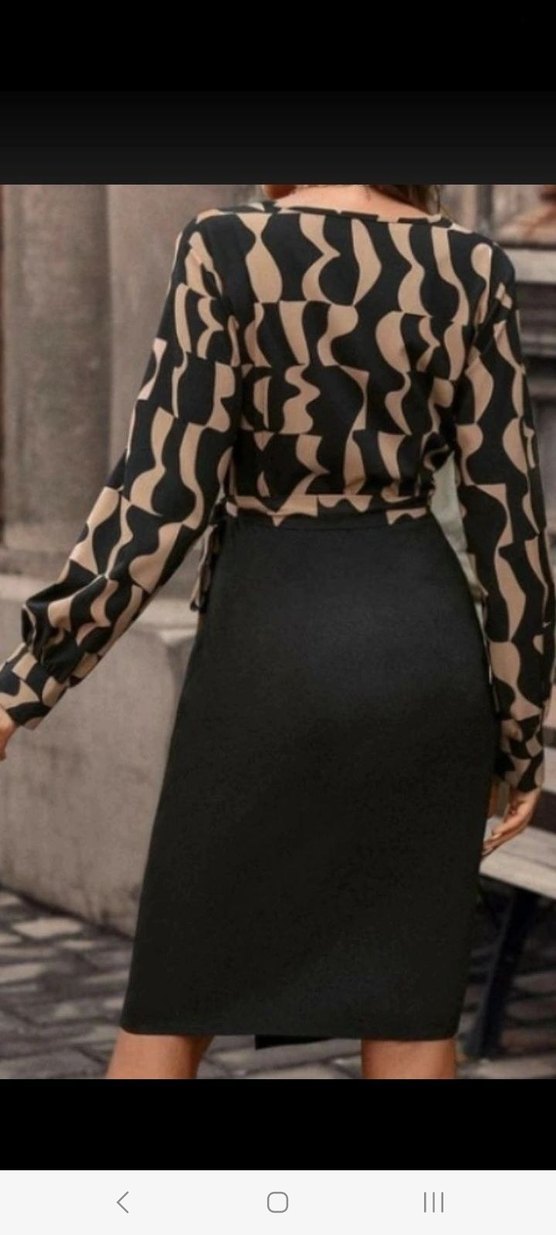 KRUVAZE YAKA DIJITAL BASKI ATLAS ELBİSE - Görsel 5