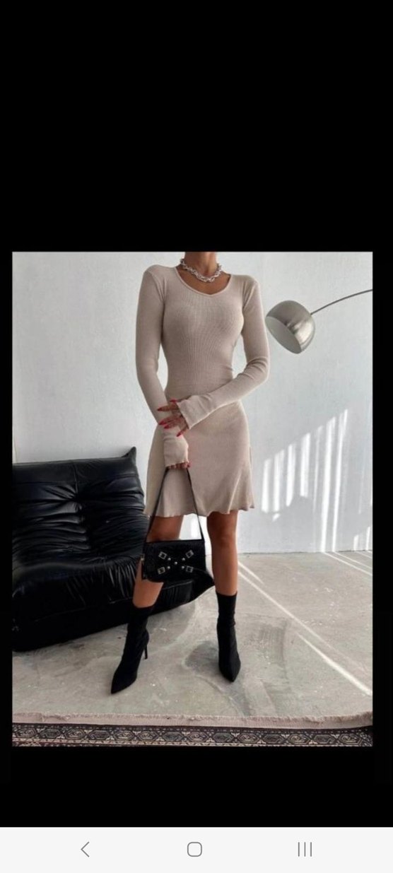 UZUN KOLLU PARMAK GEÇMELİ KAŞKORSE ELBİSE - Görsel 3