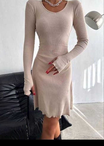 UZUN KOLLU PARMAK GEÇMELİ KAŞKORSE ELBİSE - Görsel 6