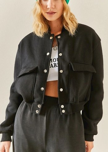 Zara Şardonlu Hakim Yaka Bomber Ceket