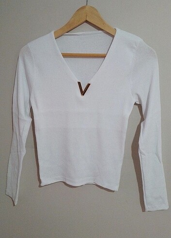Zara V yaka GOLD METAL AKSESUARLI KAŞKORSE BLUZ