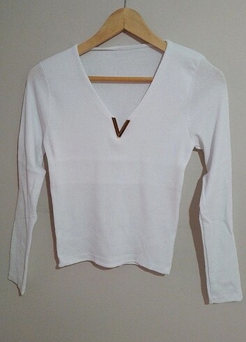 Zara V yaka GOLD METAL AKSESUARLI KAŞKORSE BLUZ