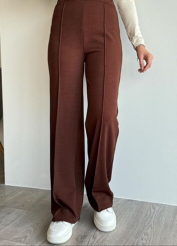 Zara Çımalı geniş paçalı beli lastikli Krep kumaş pantolon