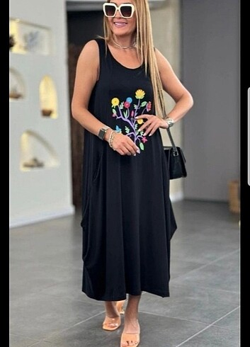 Zara BÜYÜKBEDEN PAMUKLU LIKRALI ŞALVAR ELBİSE