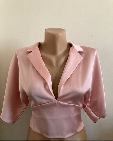 Saten Crop Bluz