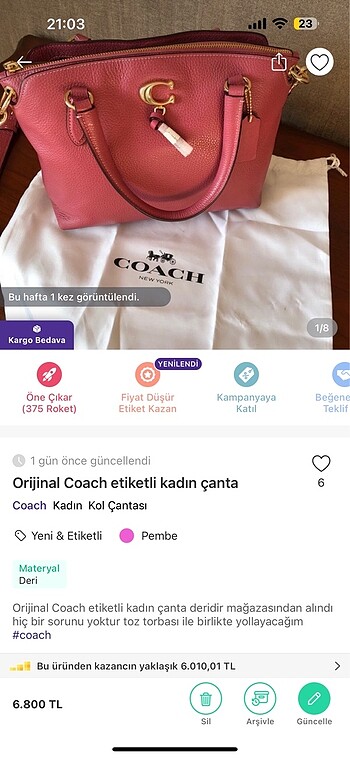 Coach kadın çanta