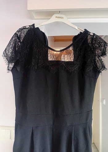 Siyah Dantelli V Yakalı Kadın Tulum kurtarıcı  bi parça - Görsel 2