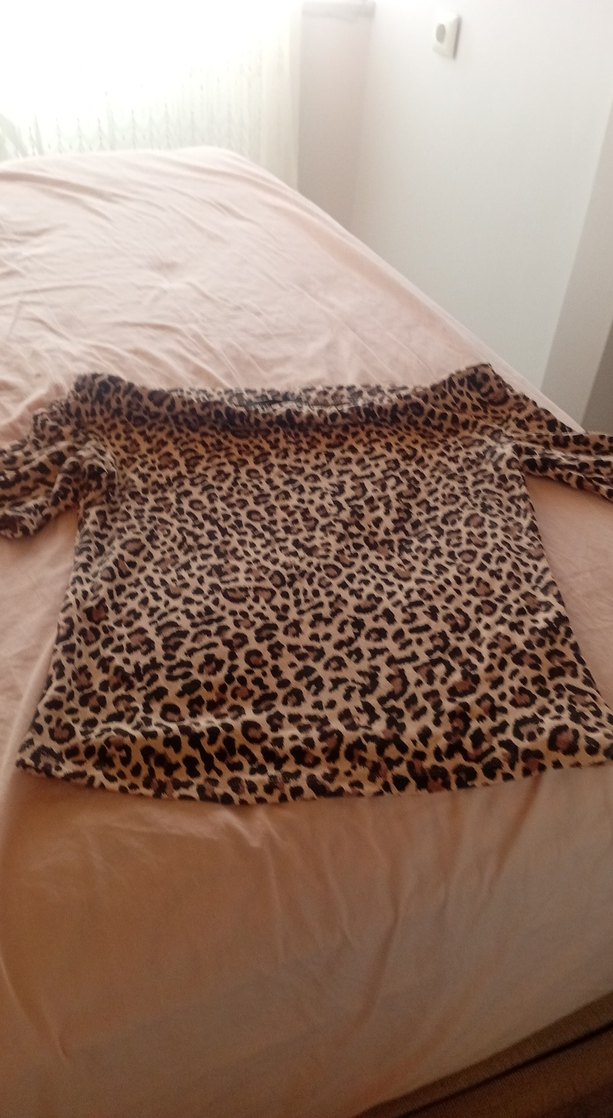 Kahverengi Leopar Desenli Kadın Bluz - Görsel 4