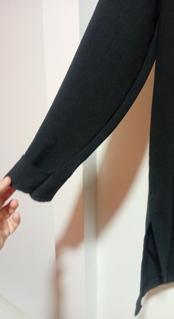 Siyah Uzun Kollu Basic Keten Tunik ikili - Görsel 4