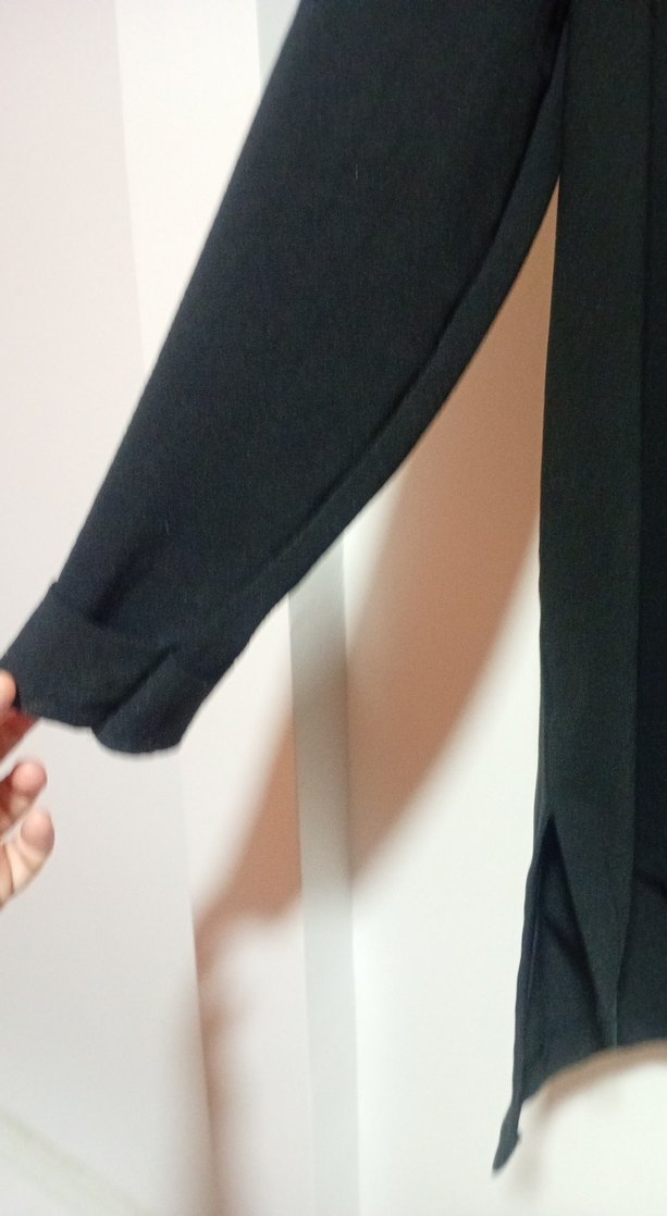 Siyah Uzun Kollu Basic Keten Tunik ikili - Görsel 5