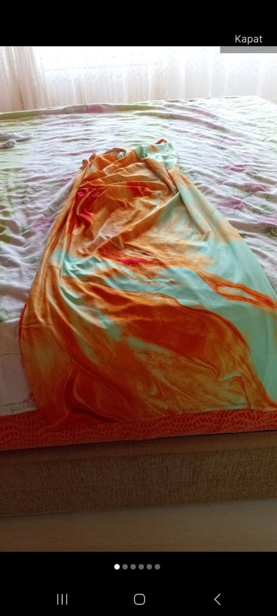 Kadın Çok Renkli Drapeli Uzun Elbise - Görsel 2