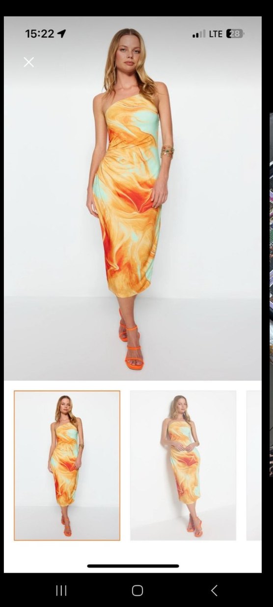 Kadın Çok Renkli Drapeli Uzun Elbise - Görsel 4